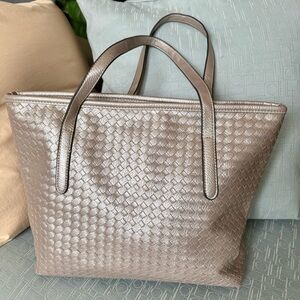 Metallic Silver Woven Tote Bag like NEW